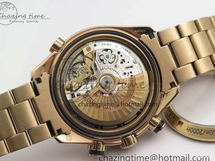 0328 Seamaster Pro Chrono RG Best Edition Black Ceramic Black Dial On RG Bracelet A ComfortFit 8130